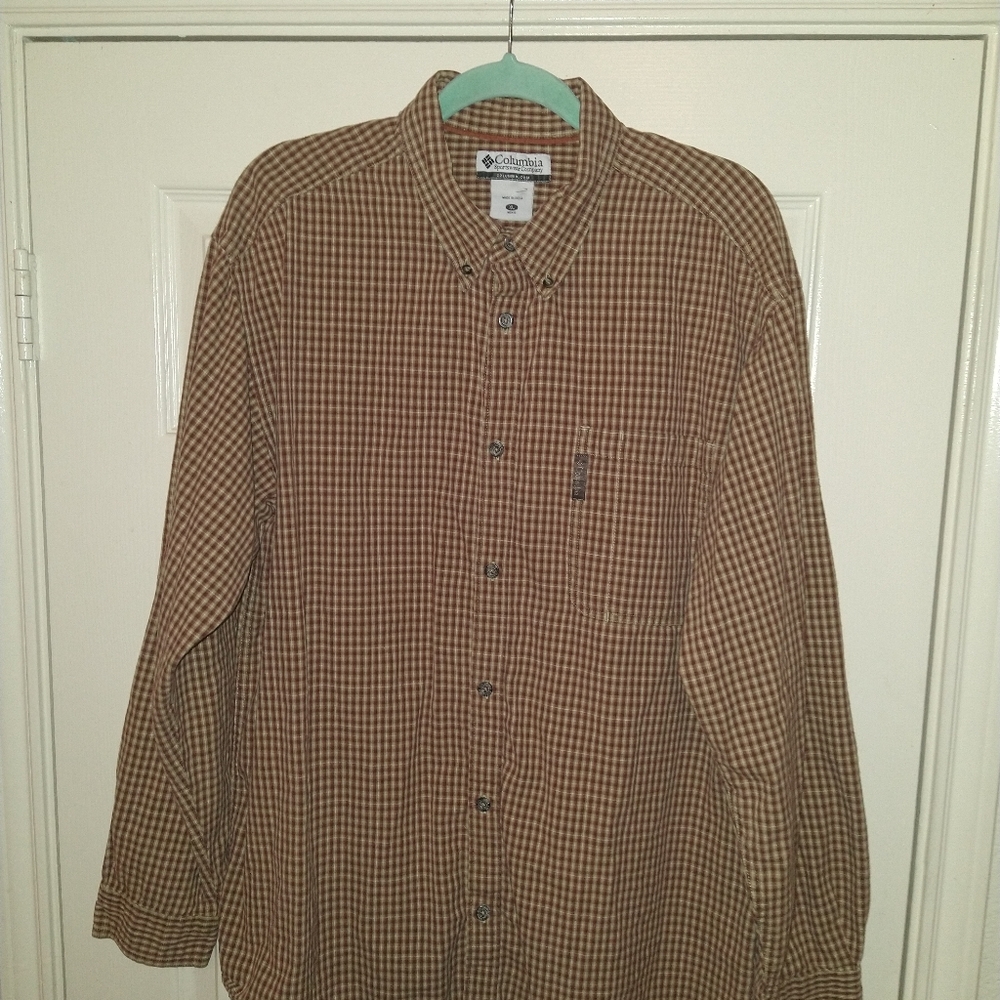 Columbia Checkered Button Down Long Sleeve Shirt Men's sz XL.